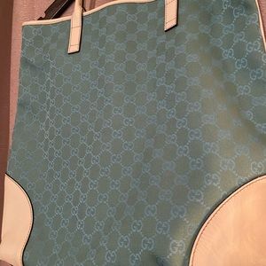 Gucci Large GG Turquoise Canvas Tote Bag